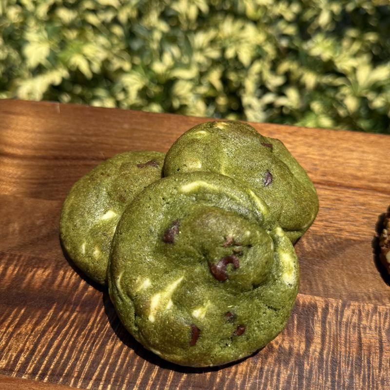 Gnome Latte Chip cookies, naturally green from pandan